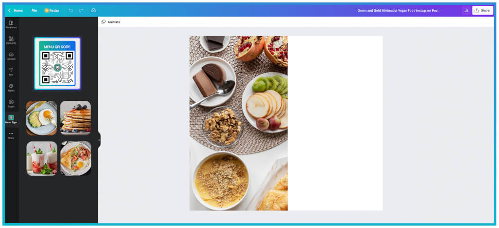 Canva design menu QR code