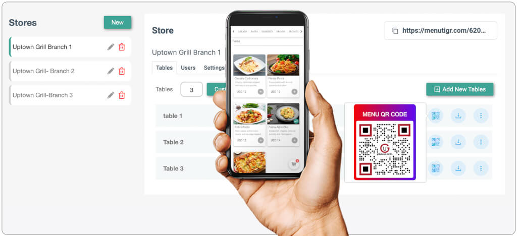 QR code menu scan test