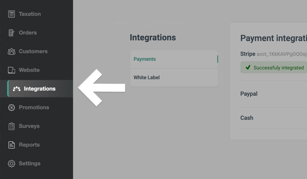 Payment integration of MENU TIGER