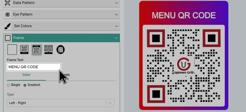 Add CTA for QR code menu