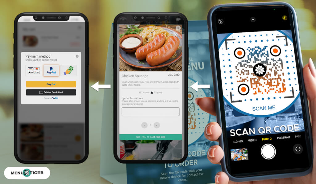 Menu QR code ordering
