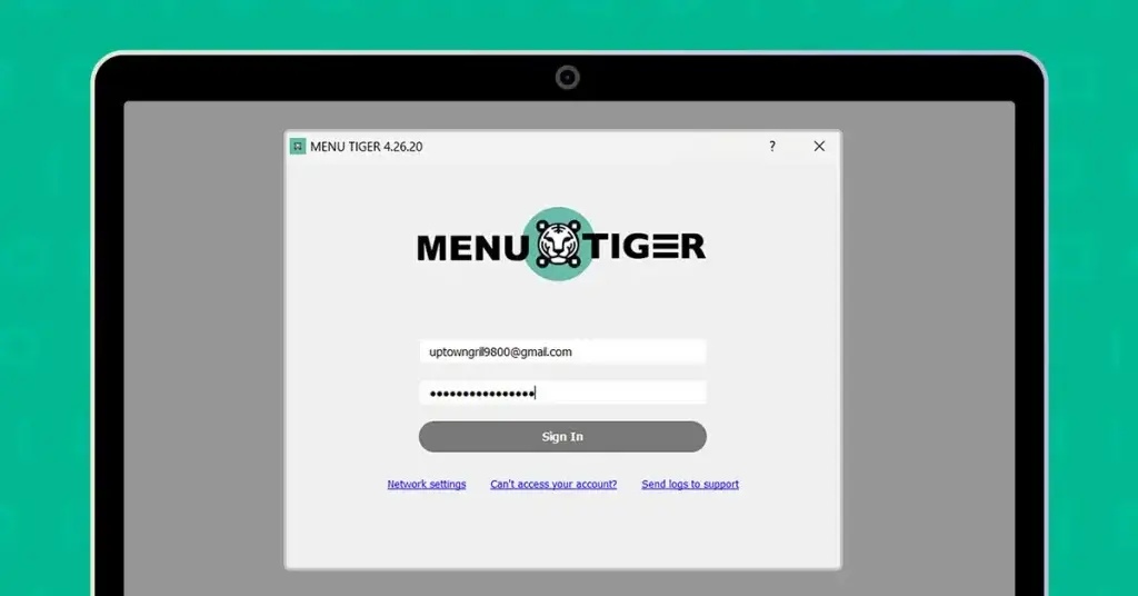 MENU TIGER printer setup