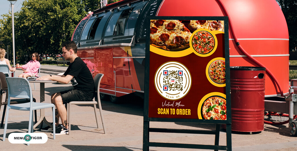 Food truck QR code menu standee