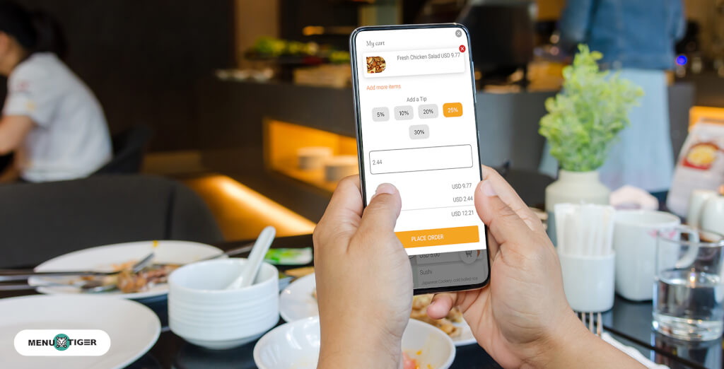 Tipping feature in digital menu