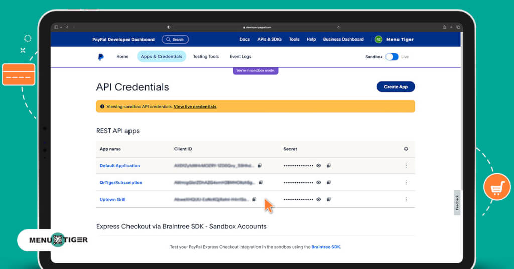 Paypal integration dashboard