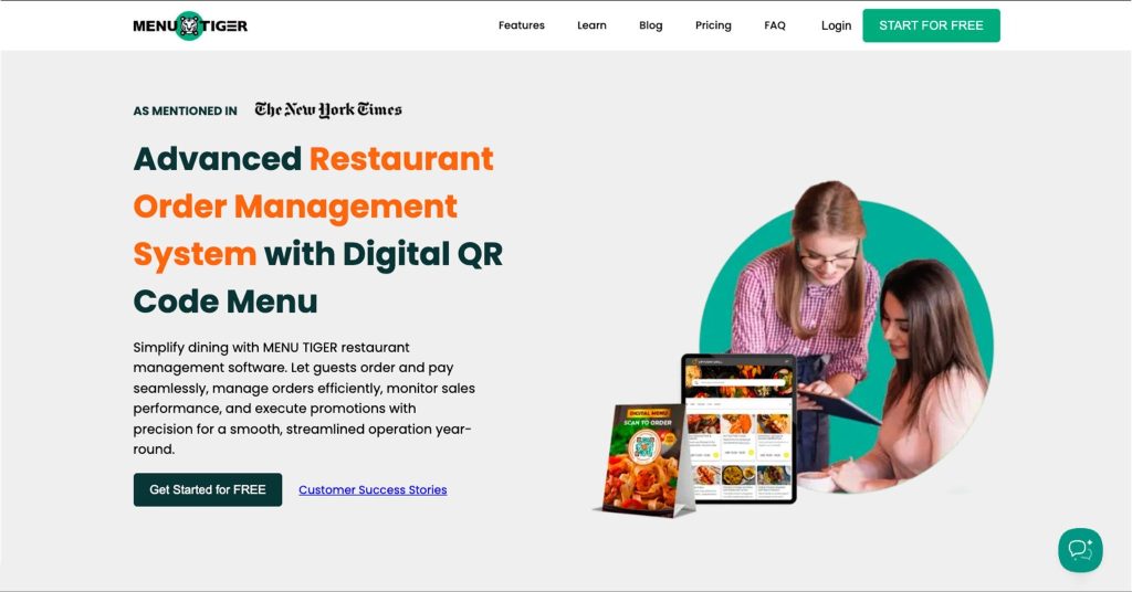 MENU TIGER homepage screenshot