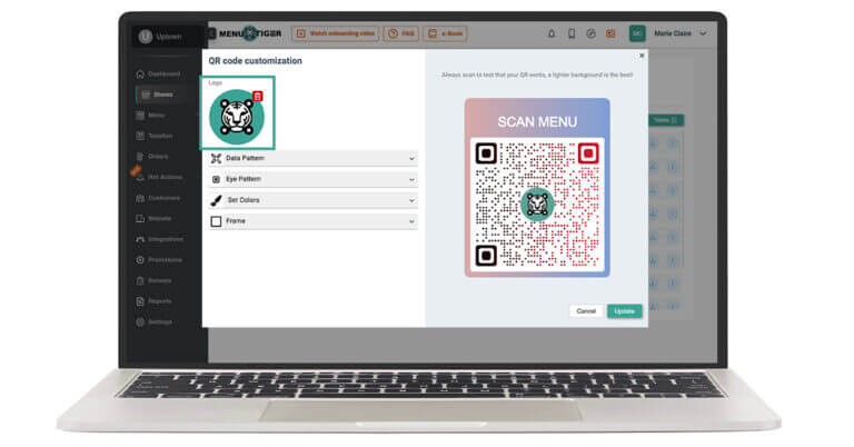 Qr Code Menu Editor How to Customize a Menu QR Code with MENU TIGER