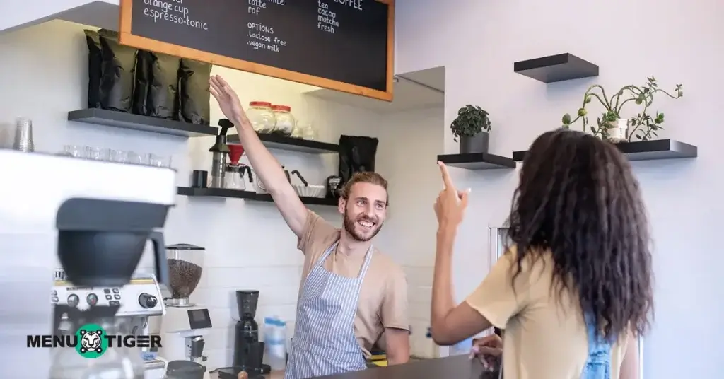 Ordering drinks in coffee shop