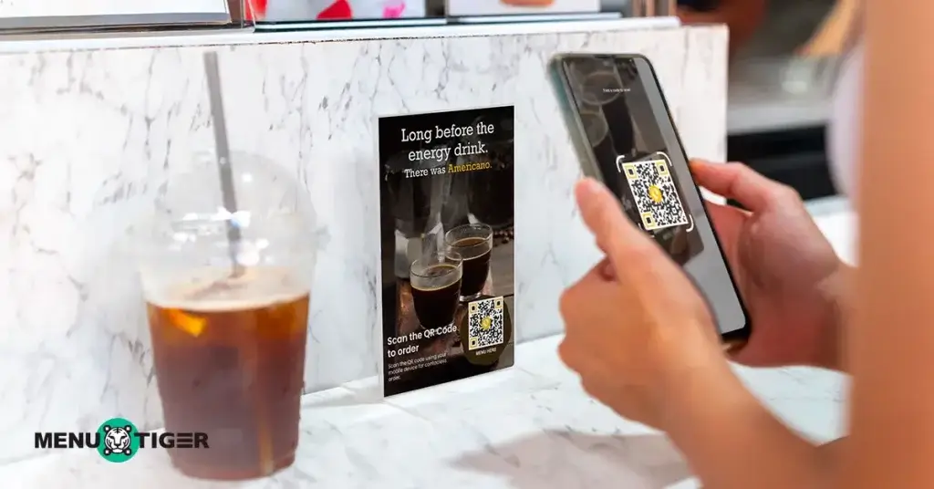 Iced coffee with QR code