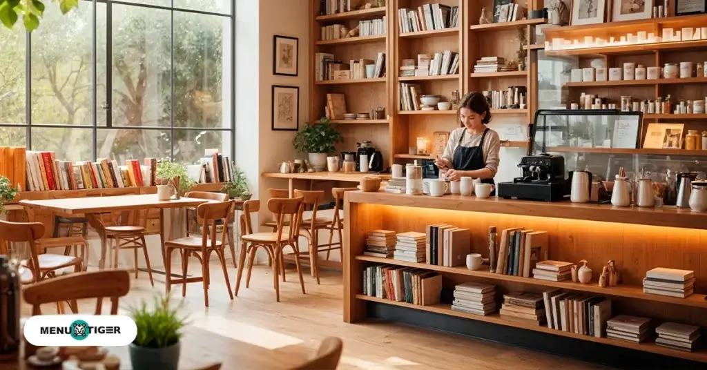 a cozy book cafe