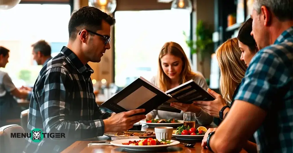 Customers holding tasting menus