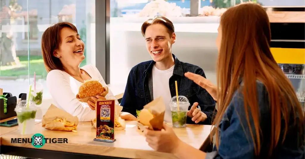 Restaurant customers eating