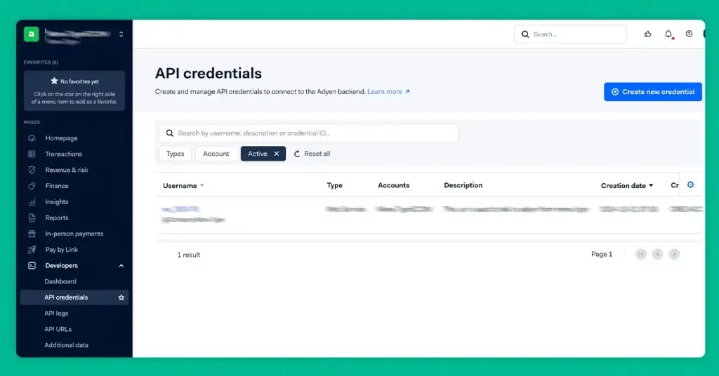 API credentials