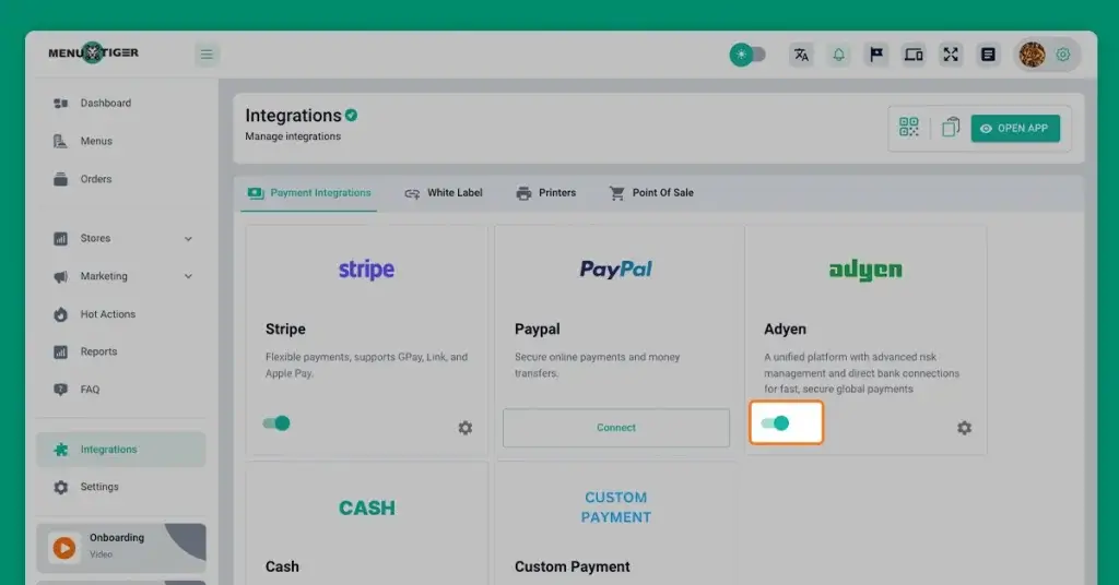 Enable Adyen integration