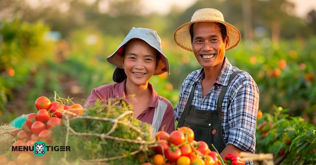 Local farmers holding harvested plants