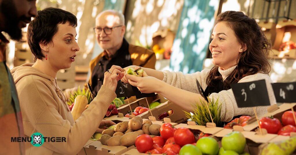 Woman shopping at local market